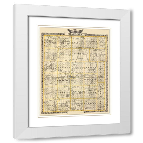 Champaign Illinois Landowner - Warner 1876 White Modern Wood Framed Art Print with Double Matting by Warner