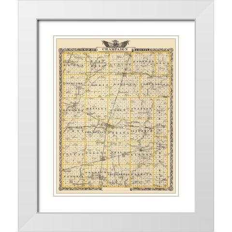 Champaign Illinois Landowner - Warner 1876 White Modern Wood Framed Art Print with Double Matting by Warner