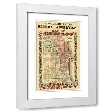 Chicago Illinois Fire Burnt District - Colton 1871 White Modern Wood Framed Art Print with Double Matting by Colton