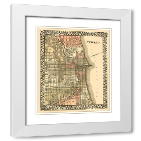 Chicago Illinois - Mitchell 1870 White Modern Wood Framed Art Print with Double Matting by Mitchell