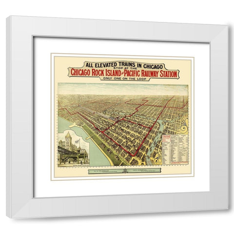 Chicago Rock Island Pacific Railway Illinois White Modern Wood Framed Art Print with Double Matting by Poole