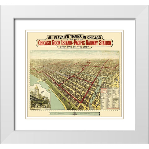 Chicago Rock Island Pacific Railway Illinois White Modern Wood Framed Art Print with Double Matting by Poole