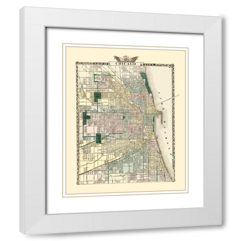 Chicago Illinois - Warner 1870 White Modern Wood Framed Art Print with Double Matting by Warner