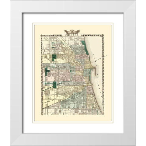 Chicago Illinois - Warner 1870 White Modern Wood Framed Art Print with Double Matting by Warner