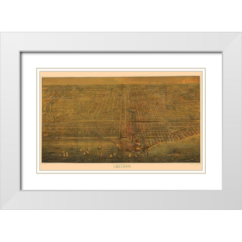 Chicago Illinois - Braunhold 1857 White Modern Wood Framed Art Print with Double Matting by Braunhold