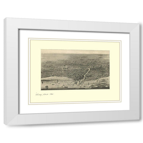 Chicago Illinois - Davis 1860 White Modern Wood Framed Art Print with Double Matting by Davis