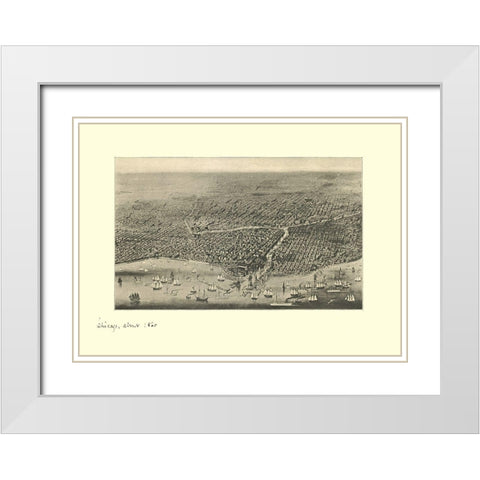 Chicago Illinois - Davis 1860 White Modern Wood Framed Art Print with Double Matting by Davis