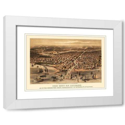 Chicago Illinois - Davis 1871 White Modern Wood Framed Art Print with Double Matting by Davis