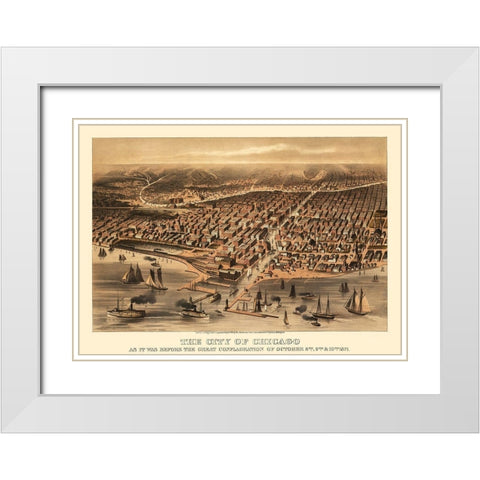 Chicago Illinois - Davis 1871 White Modern Wood Framed Art Print with Double Matting by Davis