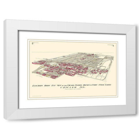 Chicago Packing Houses Union Stock Yards Illinois White Modern Wood Framed Art Print with Double Matting by Rascher