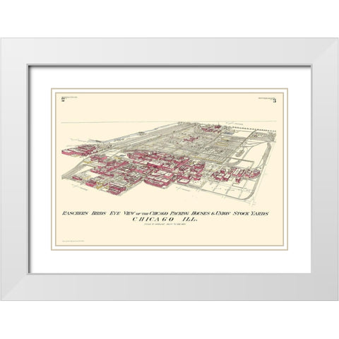 Chicago Packing Houses Union Stock Yards Illinois White Modern Wood Framed Art Print with Double Matting by Rascher