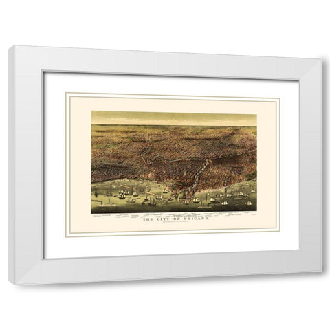 Chicago Illinois - Currier 1892 White Modern Wood Framed Art Print with Double Matting by Currier