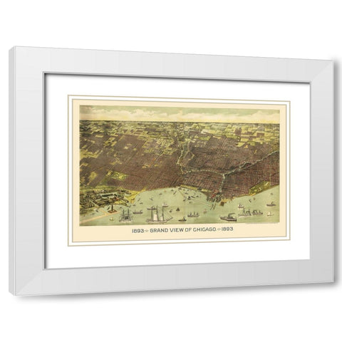 Chicago Illinois - Reynertson 1892 White Modern Wood Framed Art Print with Double Matting by Reynertson