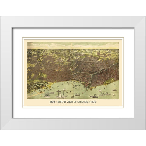 Chicago Illinois - Reynertson 1892 White Modern Wood Framed Art Print with Double Matting by Reynertson