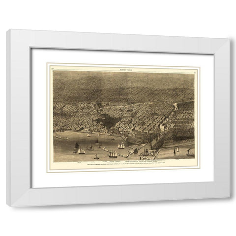 Chicago Illinois - Currier 1874 White Modern Wood Framed Art Print with Double Matting by Currier