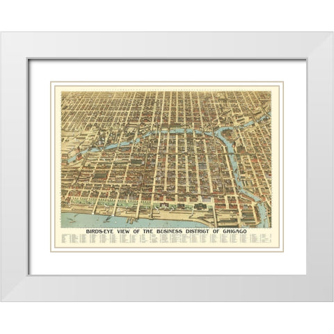 Chicago Illinois - Poole 1898 White Modern Wood Framed Art Print with Double Matting by Poole