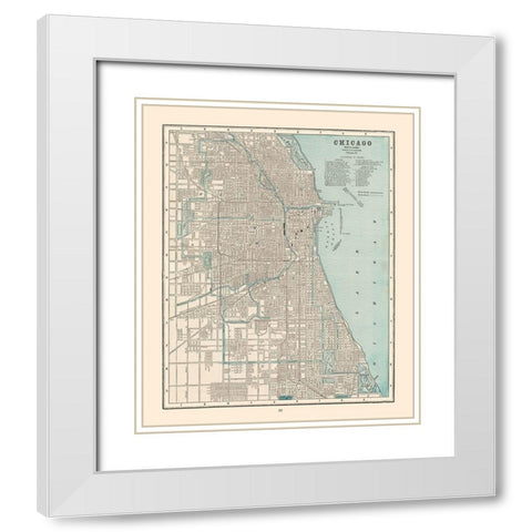 Chicago  Illinois - Cram 1892 White Modern Wood Framed Art Print with Double Matting by Cram