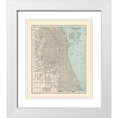 Chicago  Illinois - Cram 1892 White Modern Wood Framed Art Print with Double Matting by Cram