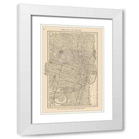 Chicago  Illinois - Reynold 1921 White Modern Wood Framed Art Print with Double Matting by Reynold