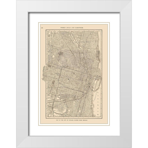 Chicago  Illinois - Reynold 1921 White Modern Wood Framed Art Print with Double Matting by Reynold