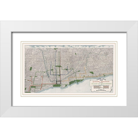 Chicago Elevated Railroad Illinois - Champion 1908  White Modern Wood Framed Art Print with Double Matting by Champion