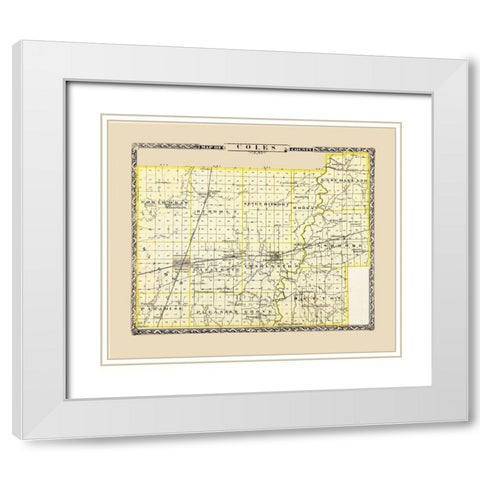 Coles Illinois - Warner 1876 White Modern Wood Framed Art Print with Double Matting by Warner