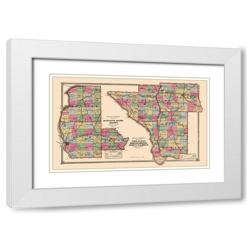 Illinois Counties White Modern Wood Framed Art Print with Double Matting by Unknown