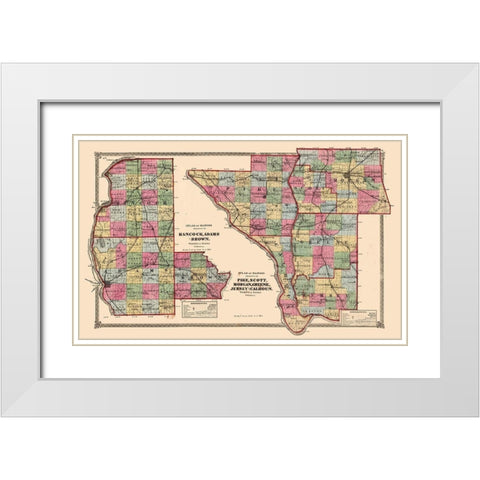 Illinois Counties White Modern Wood Framed Art Print with Double Matting by Unknown