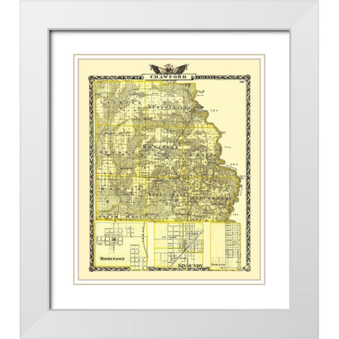 Crawford Illinois Landowner - Warner 1870 White Modern Wood Framed Art Print with Double Matting by Warner
