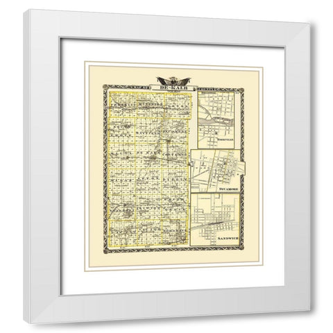 DeKalb Illinois - Warner 1876 White Modern Wood Framed Art Print with Double Matting by Warner