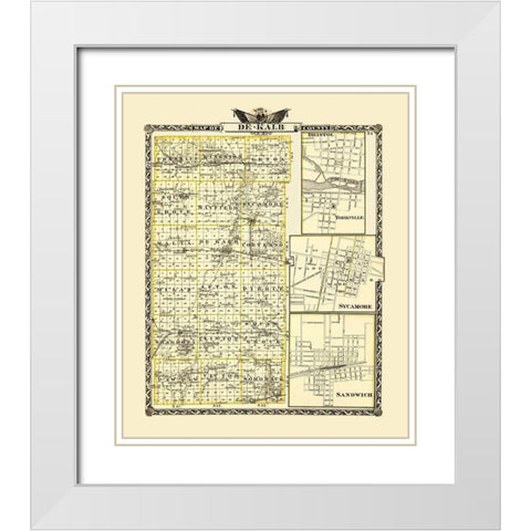 DeKalb Illinois - Warner 1876 White Modern Wood Framed Art Print with Double Matting by Warner