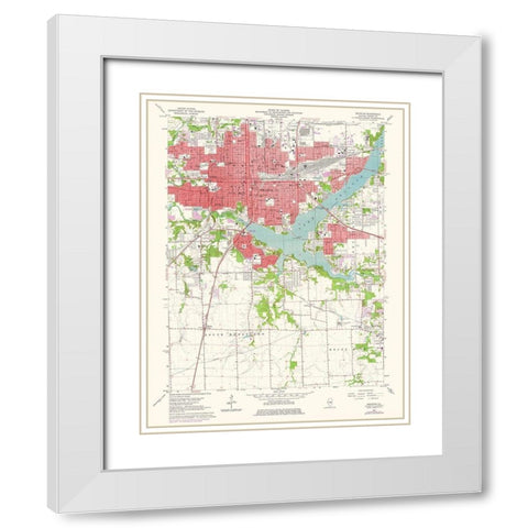 Decatur Illinois Quad - USGS 1975 White Modern Wood Framed Art Print with Double Matting by USGS