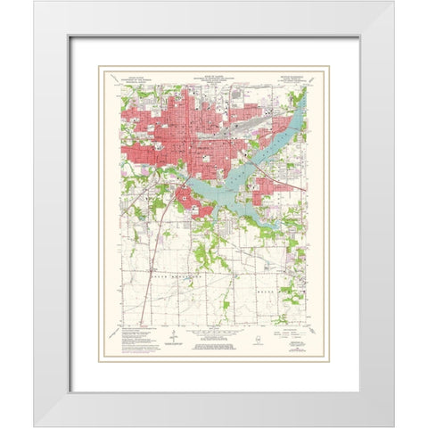 Decatur Illinois Quad - USGS 1975 White Modern Wood Framed Art Print with Double Matting by USGS