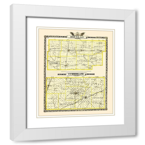 Douglas  Cumberland Illinois - Warner 1870 White Modern Wood Framed Art Print with Double Matting by Warner