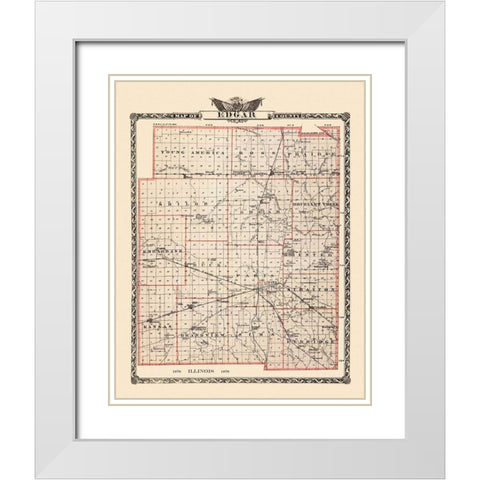 Edgar Illinois Landowner - Warner 1876 White Modern Wood Framed Art Print with Double Matting by Warner