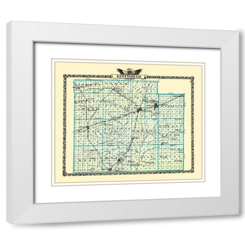 Effingham Illinois - Warner 1870 White Modern Wood Framed Art Print with Double Matting by Warner