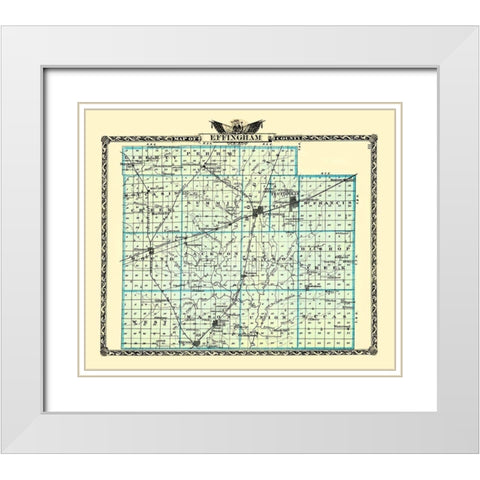 Effingham Illinois - Warner 1870 White Modern Wood Framed Art Print with Double Matting by Warner
