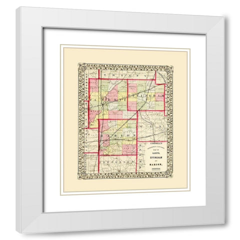 Fayette  Effingham  Marion Illinois - Campbell White Modern Wood Framed Art Print with Double Matting by Campbell