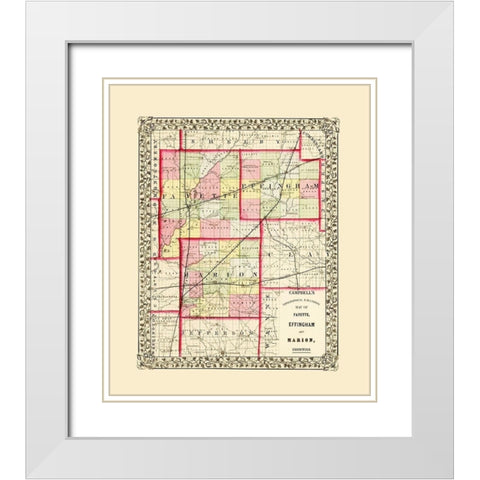 Fayette  Effingham  Marion Illinois - Campbell White Modern Wood Framed Art Print with Double Matting by Campbell