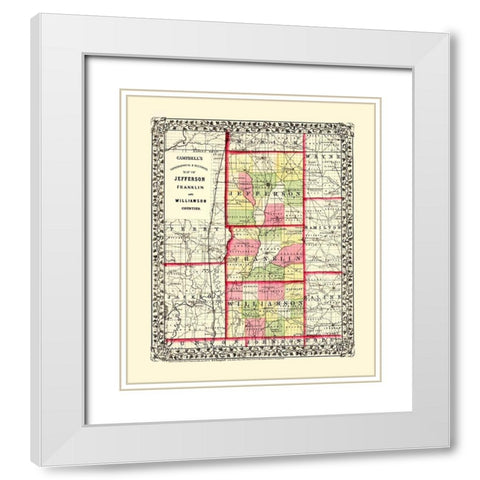 Franklin Jefferson Williamson Illinois White Modern Wood Framed Art Print with Double Matting by Campbell