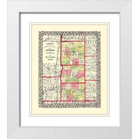 Franklin Jefferson Williamson Illinois White Modern Wood Framed Art Print with Double Matting by Campbell