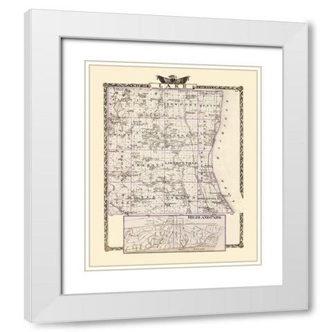 Lake Illinois Landowner - Warner 1870 White Modern Wood Framed Art Print with Double Matting by Warner