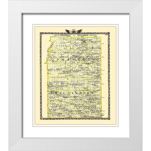 Franklin  Williamson Illinois Landowner White Modern Wood Framed Art Print with Double Matting by Warner