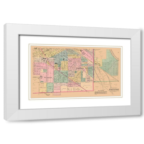 Southern Freeport  Illinois - 1894 White Modern Wood Framed Art Print with Double Matting by North West Publishing Co.