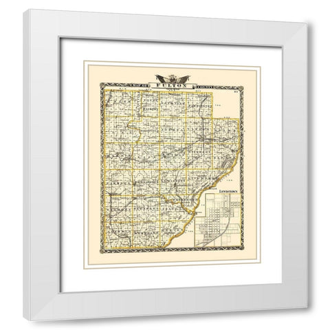 Fulton Illinois Landowner - Warner 1870 White Modern Wood Framed Art Print with Double Matting by Warner