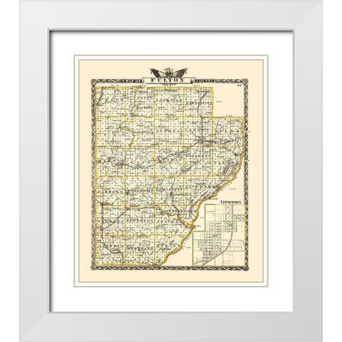 Fulton Illinois Landowner - Warner 1870 White Modern Wood Framed Art Print with Double Matting by Warner