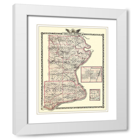 Gallatin  Hardin Illinois Landowner - Warner 1876 White Modern Wood Framed Art Print with Double Matting by Warner