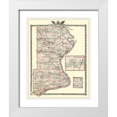 Gallatin  Hardin Illinois Landowner - Warner 1876 White Modern Wood Framed Art Print with Double Matting by Warner