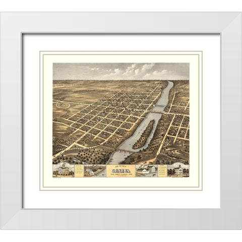 Geneva Illinois - Ruger 1869 White Modern Wood Framed Art Print with Double Matting by Ruger