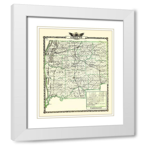 Greene Illinois Landowner - Warner 1870 White Modern Wood Framed Art Print with Double Matting by Warner